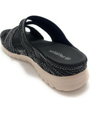 SANDALIAS DE PALA CHIC VISION CON TIRAS TEXTIL Y CUÑA CONFORT NEGRAS NEGRO