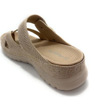 CHIC VISION TAMANCOS SANDÁLIAS DE DEDO COM CUNHA TÊXTIL RELAX BEGE BEIGE