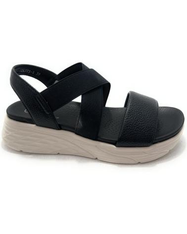 CHIC VISION SANDALIAS DOBLE PLATAFORMA ELÁSTICOS CÓMODAS NEGRO NEGRO