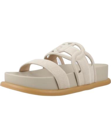 LIU JO LOREN 06 PLATFORM SLIDES WITH WIDE STRAPS ECRU BEIGE ECRU