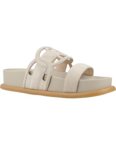 LIU JO LOREN 06 PLATFORM SLIDES WITH WIDE STRAPS ECRU BEIGE ECRU
