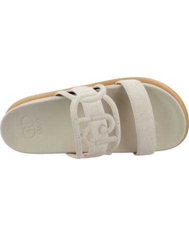 LIU JO LOREN 06 PLATFORM SLIDES WITH WIDE STRAPS ECRU BEIGE ECRU