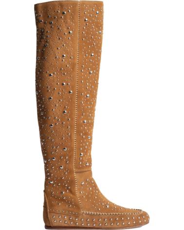 ZADIG AND VOLTAIRE STIVALI ALTI IN CAMOSCIO SWCT00791 CON BORCHIE CAMEL CAMEL