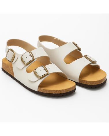 CALZADOS ALMENA BIO BEQUEME LEDER-SANDALEN MIT KORKSOHLE IN BEIGE BEIGE
