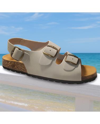 CALZADOS ALMENA BIO BEQUEME LEDER-SANDALEN MIT KORKSOHLE IN BEIGE BEIGE