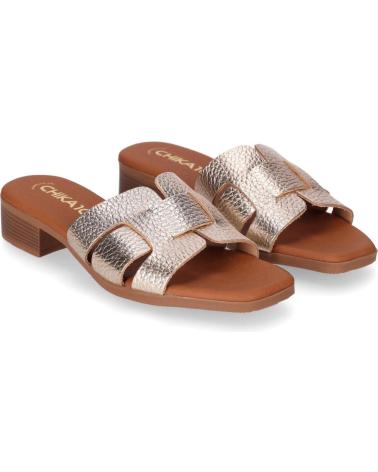 CHIKA10 ST FIORE 5600 PANTOLETTEN PLATIN-GOLD MIT BREITEM FLECHTRIEMEN PLATINO-LG GOLD