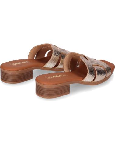 CHIKA10 ST FIORE 5600 PANTOLETTEN PLATIN-GOLD MIT BREITEM FLECHTRIEMEN PLATINO-LG GOLD