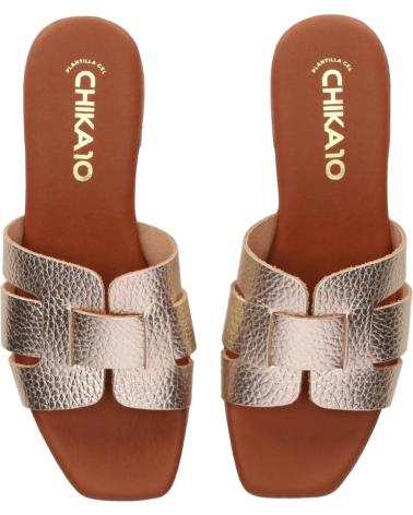 CHIKA10 ST FIORE 5600 PANTOLETTEN PLATIN-GOLD MIT BREITEM FLECHTRIEMEN PLATINO-LG GOLD