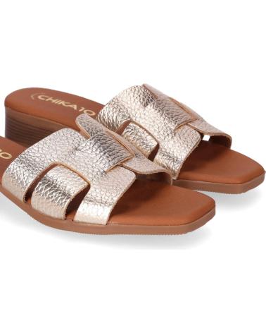 CHIKA10 ST FIORE 5600 PANTOLETTEN PLATIN-GOLD MIT BREITEM FLECHTRIEMEN PLATINO-LG GOLD