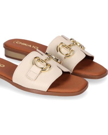SANDALES PLATES CHIKA10 MARKES 5592 GLACE AVEC BOUCLE DORÉE HIELO-SNOW