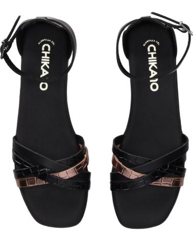 SANDALIAS CHIKA10 MARQUESA 5554 NEGRO CON TIRAS BI-TONO NEGRO-BLACK
