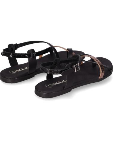 SANDALIAS CHIKA10 MARQUESA 5556 NEGRO CON TIRAS COMBINADAS NEGRO-BLACK