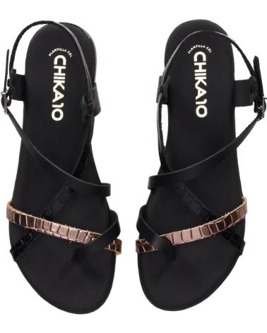 SANDALIAS CHIKA10 MARQUESA 5556 NEGRO CON TIRAS COMBINADAS NEGRO-BLACK