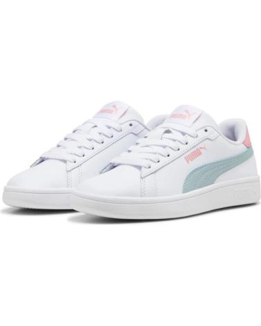 PUMA JSMASH V25 BLANC AVEC ROSE ET VERT D'EAU - PUZPJV2531BD BLANCO