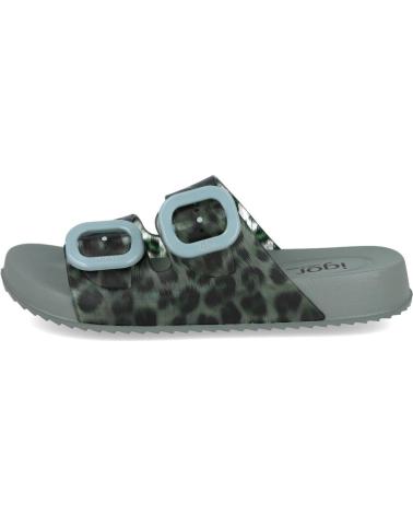 SANDALIAS IGOR ESTAMPADO LEOPARDO CON DOBLE HEBILLA VERDE