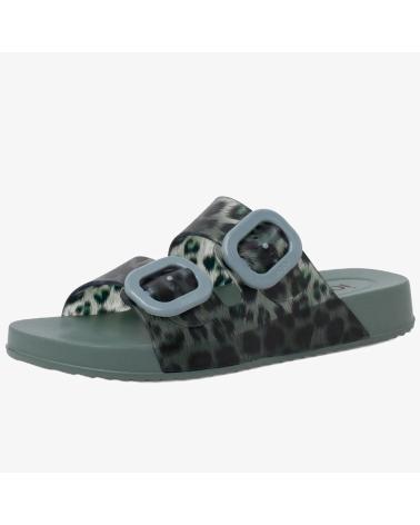 SANDALI IGOR STAMPA LEOPARDATA CON DOPPIA FIBBIA VERDE