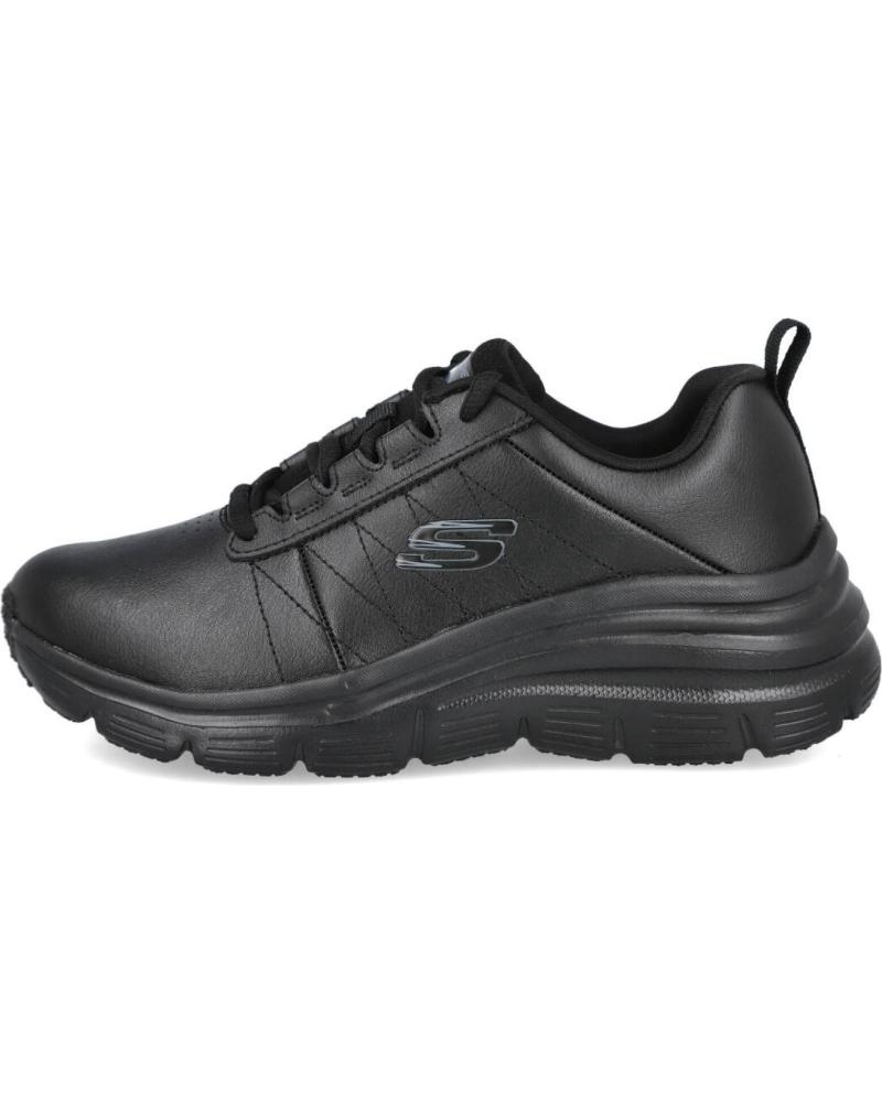 SKECHERS CALZADO DEPORTIVO NEGRO CON CORDONES Y SUELA AMORTIGUADA NEGRO