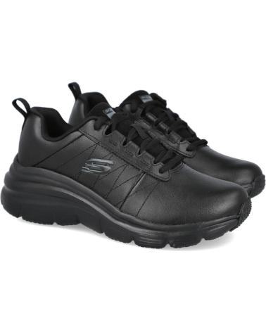 SKECHERS CALZADO DEPORTIVO NEGRO CON CORDONES Y SUELA AMORTIGUADA NEGRO