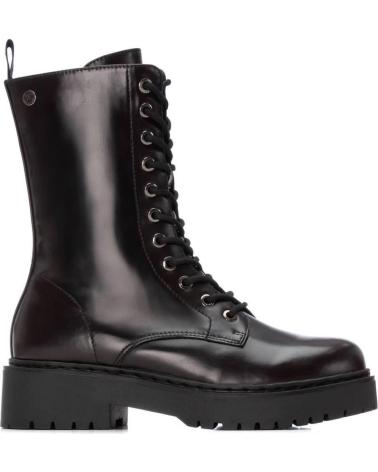 XTI 144388 BURGUNDY LACE-UP COMBAT BIKER BOOTS ROJO