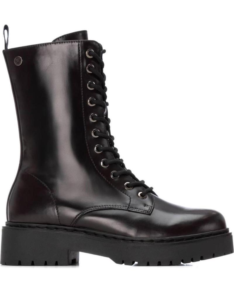 XTI 144388 BURGUNDY LACE-UP COMBAT BIKER BOOTS ROJO