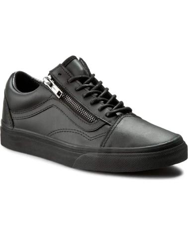 VANS OLD SKOOL OFF THE WALL COURO PRETO COM ZÍPER LATERAL NEGRO