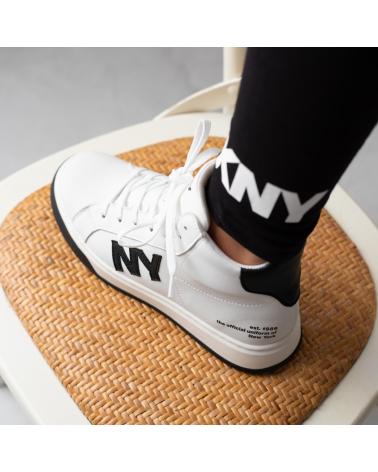 DKNY SNEAKERS SPORTIVE STIVALETTO IN PELLE BIANCHE - MODELLO D6090410P BLANCO