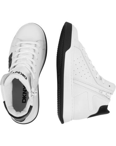 DKNY SNEAKERS SPORTIVE STIVALETTO IN PELLE BIANCHE - MODELLO D6090410P BLANCO