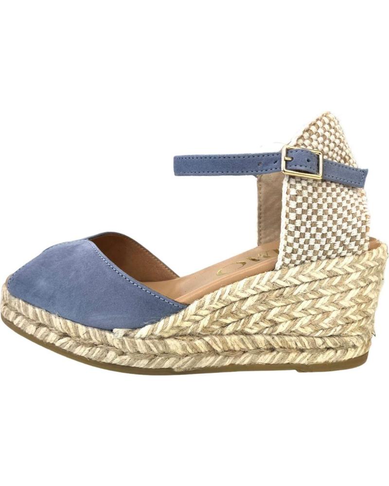 GAIMO RONNY T - SANDALIAS CUÑA ESPARTO AZULES CON TIRA TOBILLO AZUL