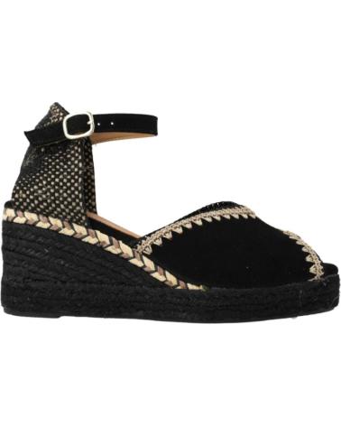 LODI CAVALTA NEGRO - SANDALIA DE CUÑA CON DETALLES DE ESPARTO NEGRO