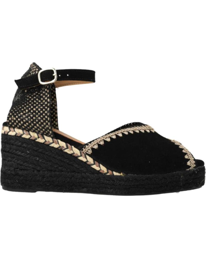 LODI CAVALTA NEGRO - SANDALIA DE CUÑA CON DETALLES DE ESPARTO NEGRO