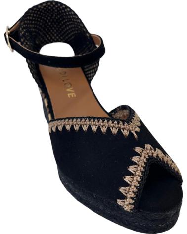LODI CAVALTA NEGRO - SANDALIA DE CUÑA CON DETALLES DE ESPARTO NEGRO
