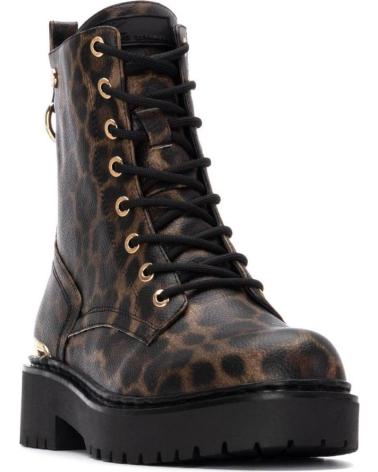 XTI BIKER BOOTS 144391 BLACK LEOPARD PRINT WITH ZIPPER CLOSURE NEGRO