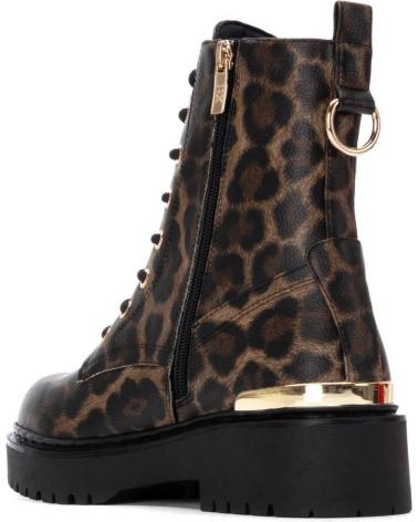 XTI BIKER BOOTS 144391 BLACK LEOPARD PRINT WITH ZIPPER CLOSURE NEGRO