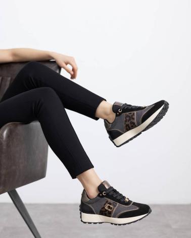 CARMELA TRAINERS 162702 ANIMAL PRINT BLACK NEGRO