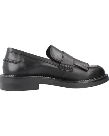 GEOX D SERILDA C9999 BLACK LEATHER LOAFERS WITH FRINGES C9999