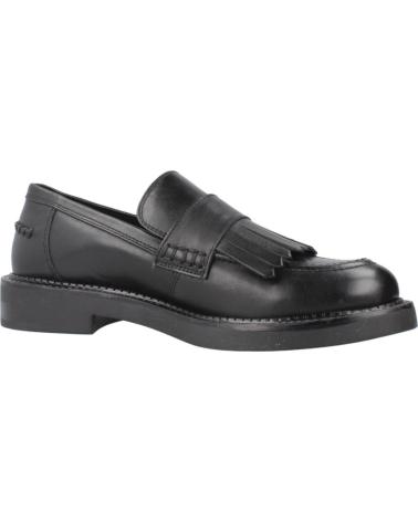 GEOX D SERILDA C9999 BLACK LEATHER LOAFERS WITH FRINGES C9999