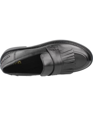 GEOX D SERILDA C9999 BLACK LEATHER LOAFERS WITH FRINGES C9999