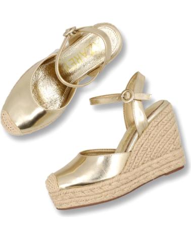 SANDALIAS CUÑA ESPARTO AZAREY MD494J475 METALIZADAS DORADAS GRIS
