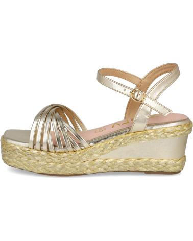 SANDALIAS DE CUÑA AZAREY MD494J669 METALIZADAS DORADAS CON ESPARTO GRIS