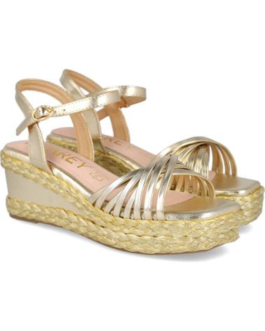 SANDALIAS DE CUÑA AZAREY MD494J669 METALIZADAS DORADAS CON ESPARTO GRIS