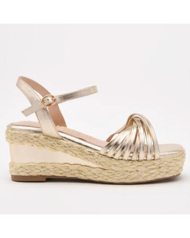 SANDALIAS DE CUÑA AZAREY MD494J669 METALIZADAS DORADAS CON ESPARTO GRIS