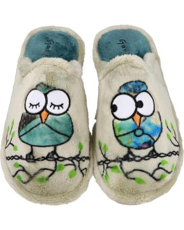 GARZON PANTOFOLE DA CASA CON MOTIVO UCCELLI VERDE VERDE