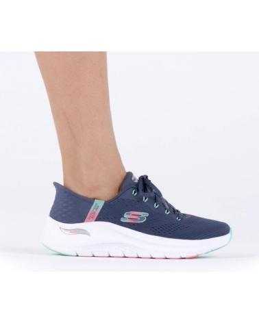 SKECHERS SLIP-INS ARCH FIT 2.0 GLOW EASY CHIC - BLUE SNEAKERS AZUL