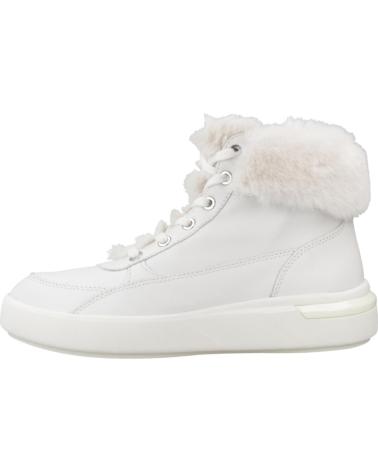 GEOX DALYLA C1000 WHITE LEATHER ANKLE BOOTS WITH FAUX FUR LINING C1000