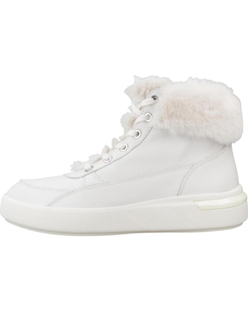 GEOX DALYLA C1000 WHITE LEATHER ANKLE BOOTS WITH FAUX FUR LINING C1000