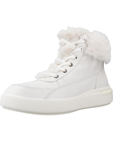 GEOX DALYLA C1000 WHITE LEATHER ANKLE BOOTS WITH FAUX FUR LINING C1000
