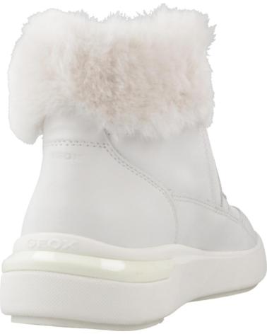GEOX DALYLA C1000 WHITE LEATHER ANKLE BOOTS WITH FAUX FUR LINING C1000