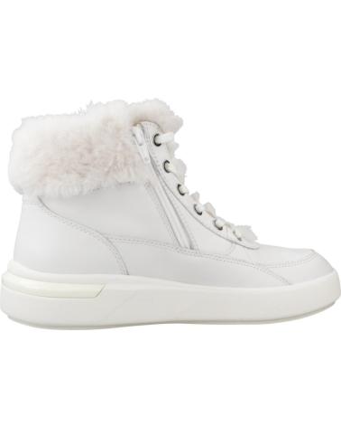 GEOX DALYLA C1000 WHITE LEATHER ANKLE BOOTS WITH FAUX FUR LINING C1000