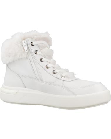 GEOX DALYLA C1000 WHITE LEATHER ANKLE BOOTS WITH FAUX FUR LINING C1000
