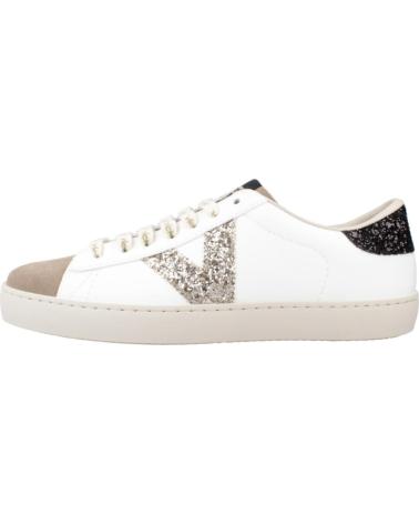 VICTORIA BERLIN 1126228V WHITE GLITTER BLACK HEEL SNEAKERS FOR WOMEN BLANCO